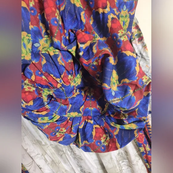 Anthropologie Bhanuni By Jyoti Sarah Printed Bell Sleeve dress Mediun - Picture 9 of 12